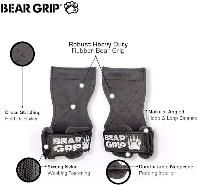 RUBBER BEAR GRIP Multi Grip Straps/Hooks, Premium Heavy duty weight lifting straps/gloves - Image 5