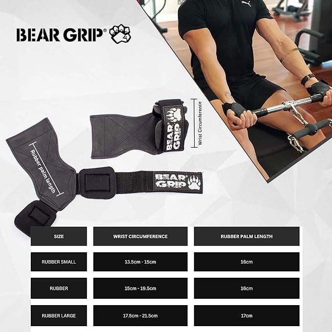RUBBER BEAR GRIP Multi Grip Straps/Hooks, Premium Heavy duty weight lifting straps/gloves - Image 3